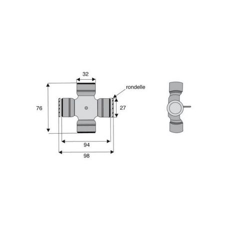 Croisillon circlips extérieurs 32 x 76 Croisillon circlips extérieurs 32 x 76