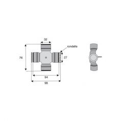 Croisillon circlips extérieurs 32 x 76 Croisillon circlips extérieurs 32 x 76