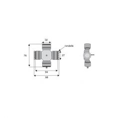 Croisillon circlips extérieurs 32 x 76 Croisillon circlips extérieurs 32 x 76