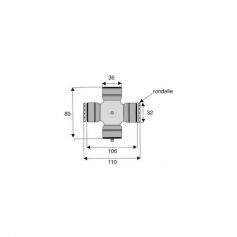 Croisillon circlips extérieurs 36 x 89 Croisillon circlips extérieurs 36 x 89