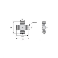 Croisillon circlips extérieurs 36 x 89 Croisillon circlips extérieurs 36 x 89
