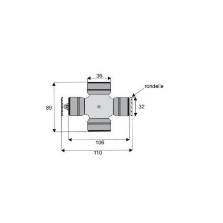 Croisillon circlips extérieurs 36 x 89 Croisillon circlips extérieurs 36 x 89