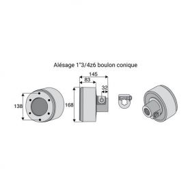 Limiteur débrayable à cames avec alésage 1"3/4z6