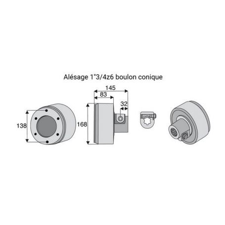 Limiteur débrayable à cames avec alésage 1"3/4z6