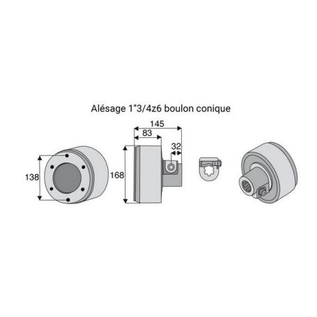 Limiteur débrayable à cames avec alésage 1"3/4z6