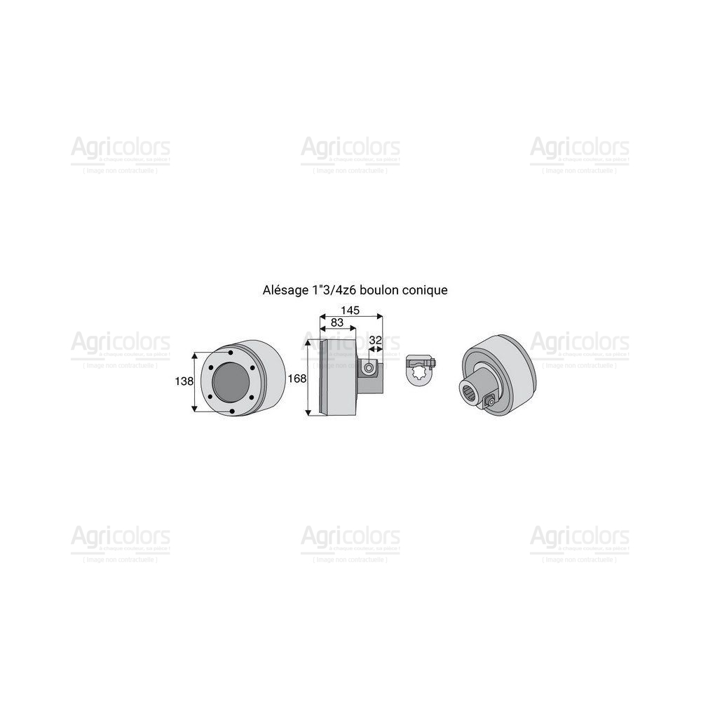 Limiteur débrayable à cames avec alésage 1"3/4z6