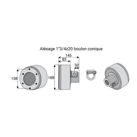 Limiteur débrayable à cames avec alésage 1"3/4z20