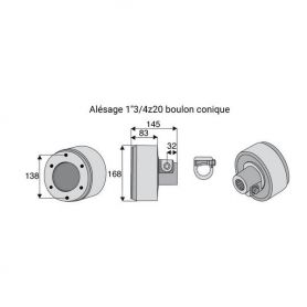 Limiteur débrayable à cames avec alésage 1"3/4z20