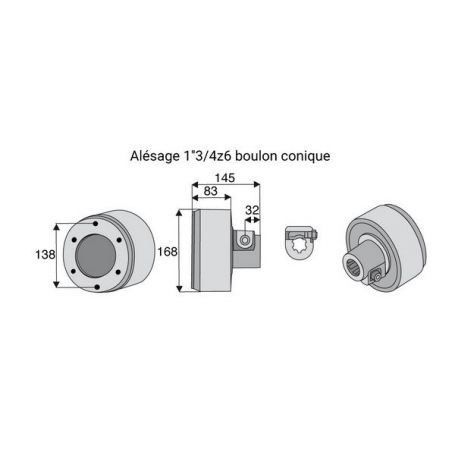 Limiteur débrayable à cames avec alésage 1"3/4z6