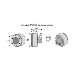 Limiteur débrayable à cames avec alésage 1"3/8z6