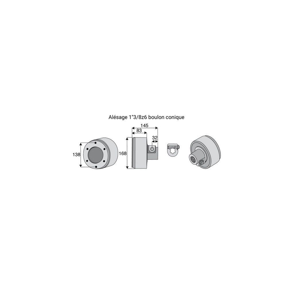 Limiteur débrayable à cames avec alésage 1"3/8z6