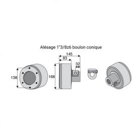Limiteur débrayable à cames avec alésage 1"3/8z6