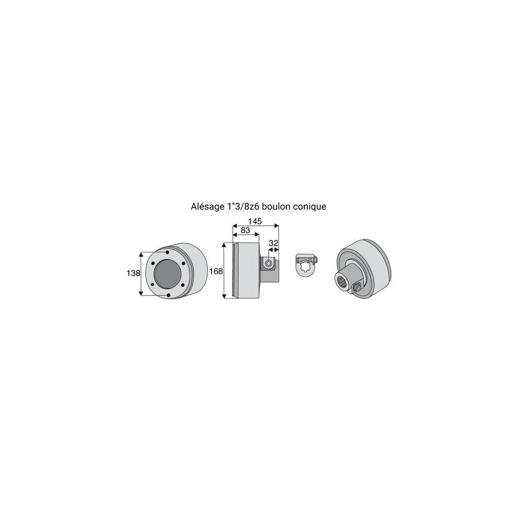 Limiteur débrayable à cames avec alésage 1"3/8z6
