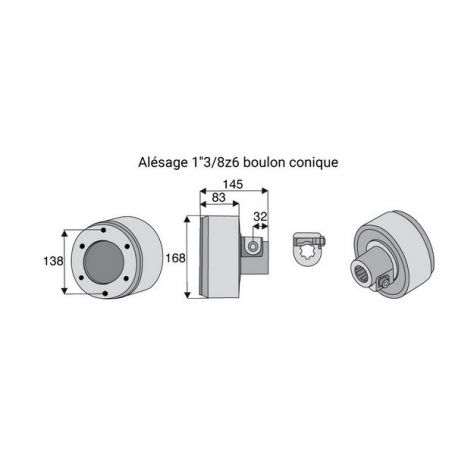 Limiteur débrayable à cames avec alésage 1"3/8z6 Limiteur débrayable à cames avec alésage 1"3/8z6