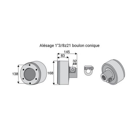 Limiteur débrayable à cames avec alésage 1"3/8z21 Limiteur débrayable à cames avec alésage 1"3/8z21
