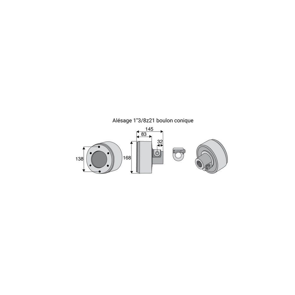 Limiteur débrayable à cames avec alésage 1"3/8z21
