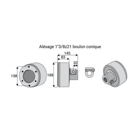 Limiteur débrayable à cames avec alésage 1"3/8z21