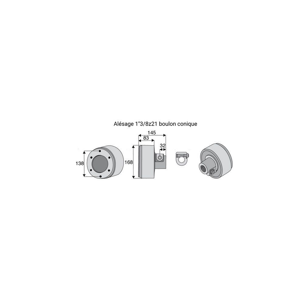 Limiteur débrayable à cames avec alésage 1"3/8z21