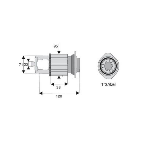 Limiteur à cames en étoile homocinétique avec alésage 1"3/8z6