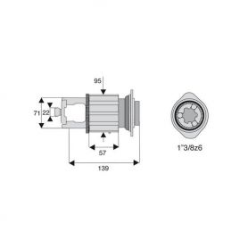 Limiteur à cames en étoile homocinétique avec alésage 1"3/8z6