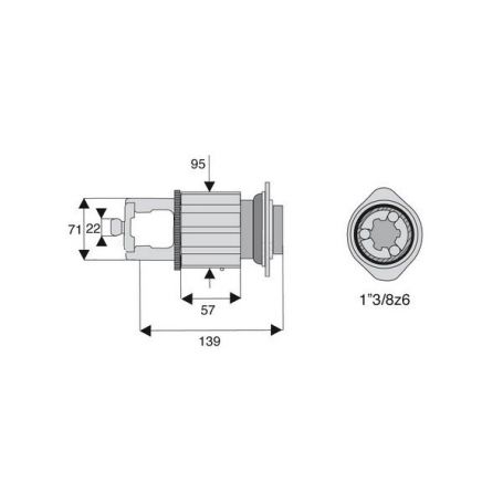 Limiteur à cames en étoile homocinétique avec alésage 1"3/8z6