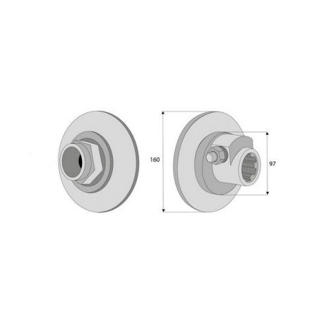 MOYEU LIMITEUR F4 1"3/8 6 CANNELURES Ø160MM