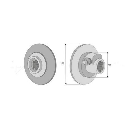 MOYEU LIMITEUR F2 1"3/4 6 CANNELURES Ø160MM
