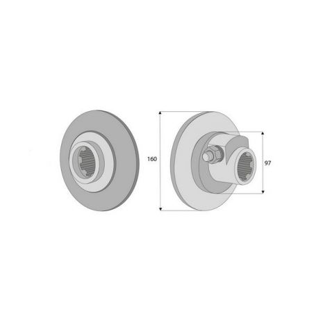 MOYEU LIMITEUR F2 1"3/8 21 CANNELURES Ø160MM MOYEU LIMITEUR F2 1"3/8 21 CANNELURES Ø160MM