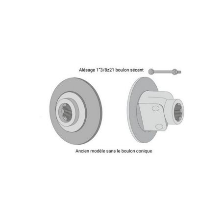 MOYEU F1 1"3/8 21 CANNELURES Ø140MM POUR LIMITEUR MOYEU F1 1"3/8 21 CANNELURES Ø140MM POUR LIMITEUR