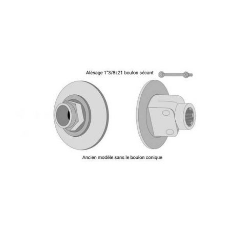 MOYEU F3 1"3/8 21 CANNELURES Ø140MM 2 BOULONS POUR LIMITEUR