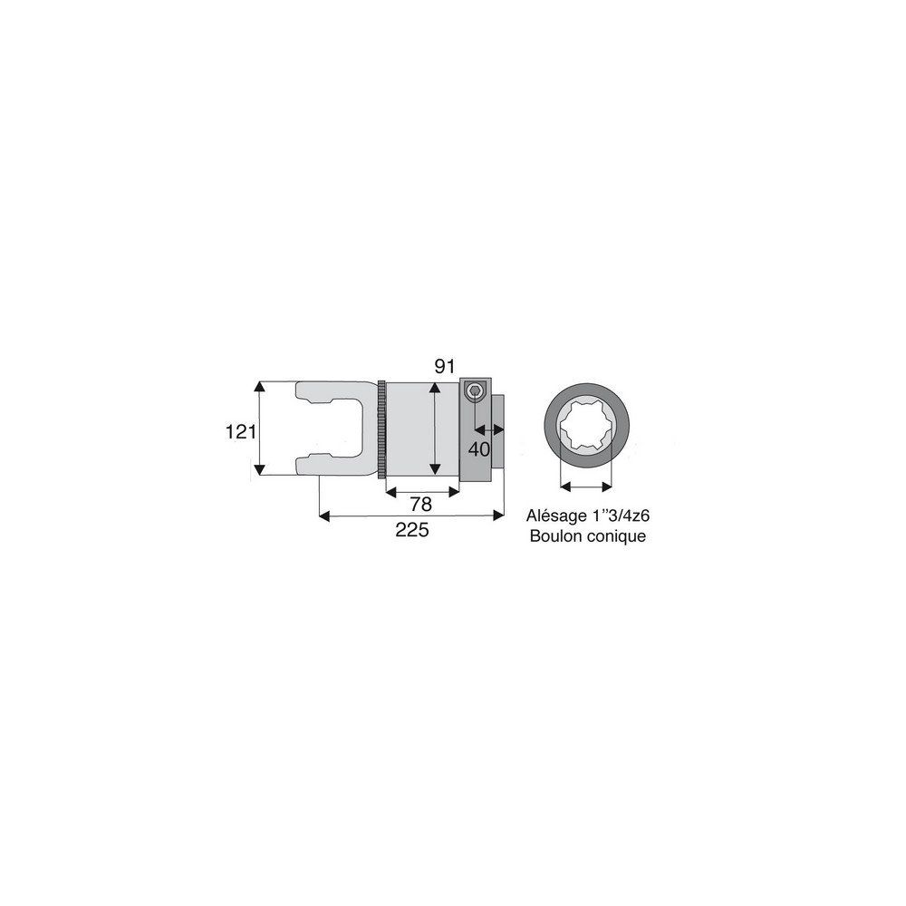 Roue libre avec alésage 1"3/4z6