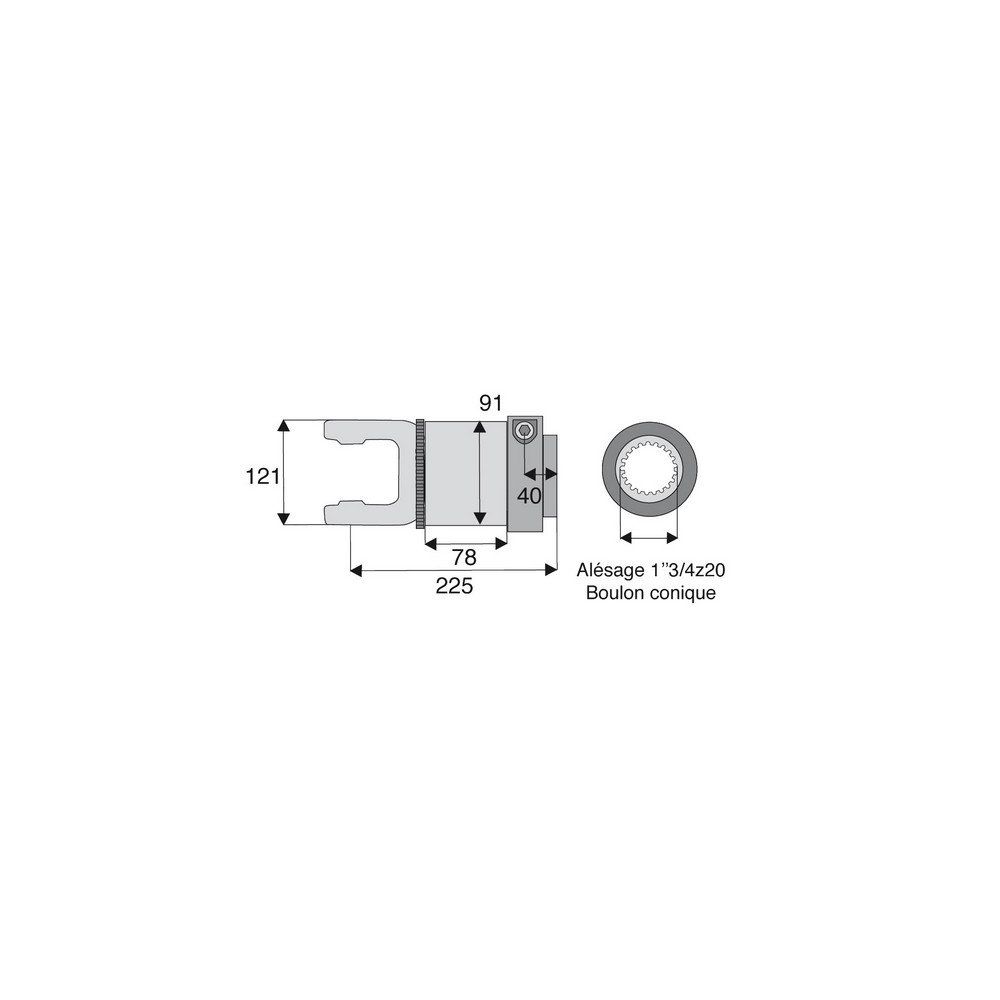 Roue libre avec alésage 1"3/4z20