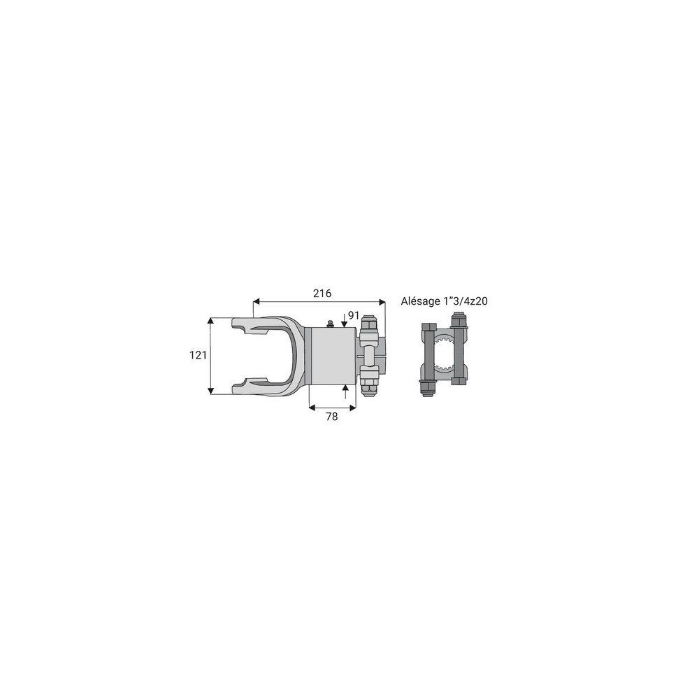 Roue libre avec alésage 1"3/4z20