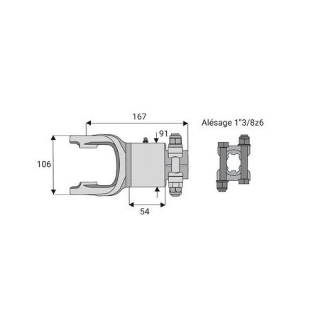Roue libre avec alésage 1"3/8z6 à pontets croisillon 35x94 Roue libre avec alésage 1"3/8z6 à pontets croisillon 35x94