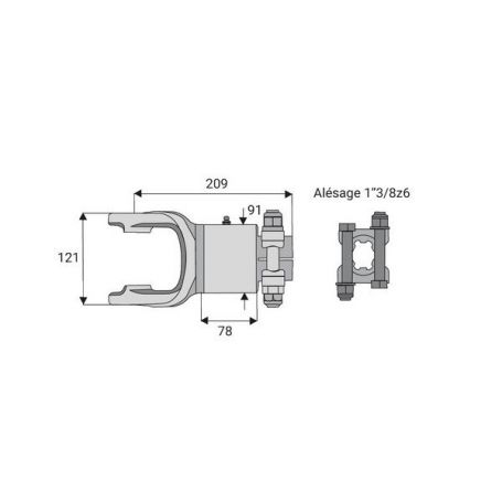 Roue libre avec alésage 1"3/8z6 à pontets croisillon 41x108 Roue libre avec alésage 1"3/8z6 à pontets croisillon 41x108