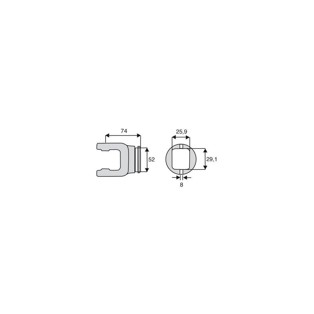 Machoire tube rectangulaire 23.8x61.3