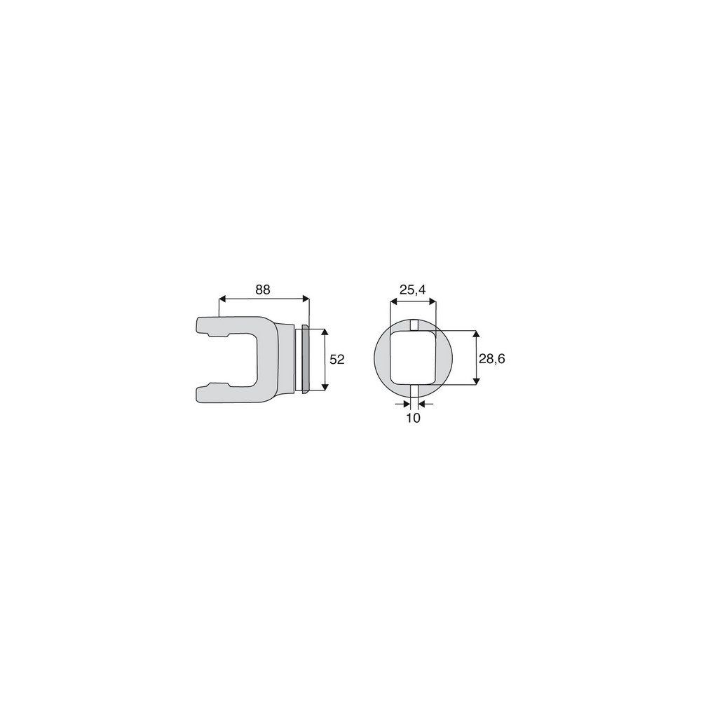 Machoire tube rectangulaire 27x74.6