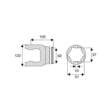 Machoire tube étoile 30.2x106.5 Machoire tube étoile 30.2x106.5