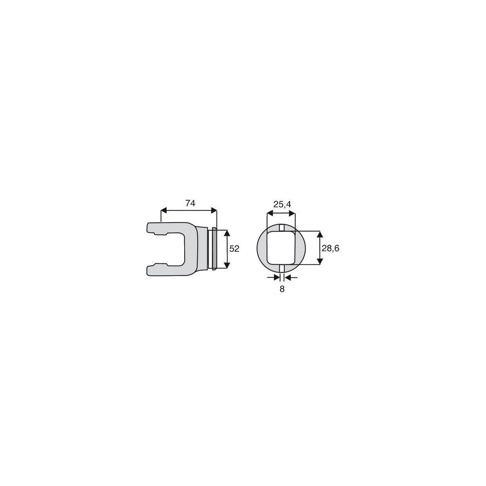 Machoire tube rectangulaire 23.8x61.3