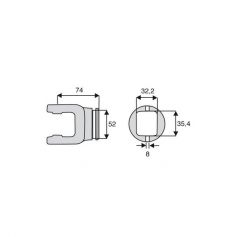Machoire tube rectangulaire 23.8x61.3