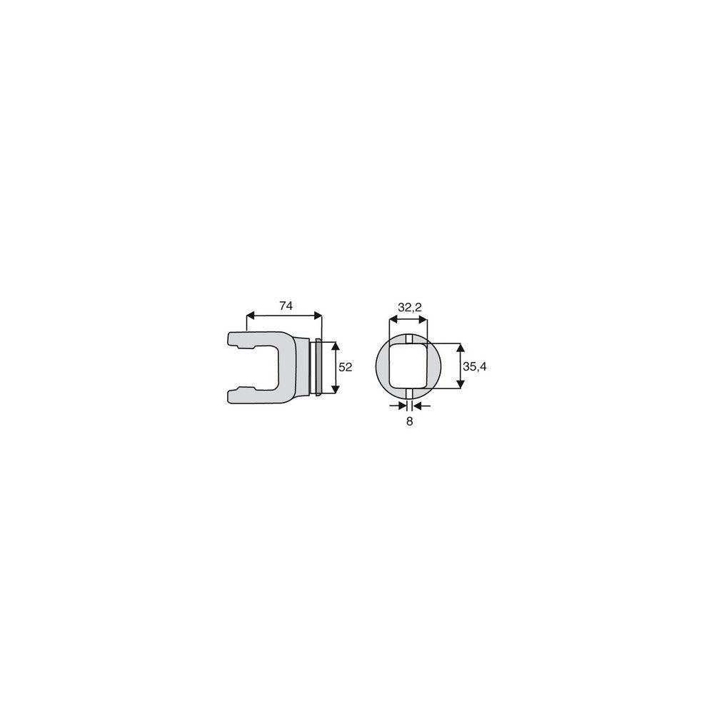Machoire tube rectangulaire 23.8x61.3