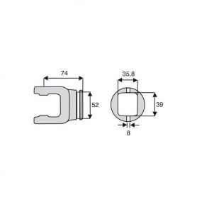 Machoire tube rectangulaire 23.8x61.3