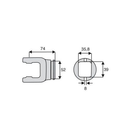 Machoire tube rectangulaire 23.8x61.3 Machoire tube rectangulaire 23.8x61.3
