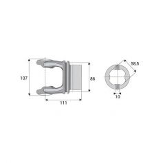 Machoire tube quadrilobé 35x94
