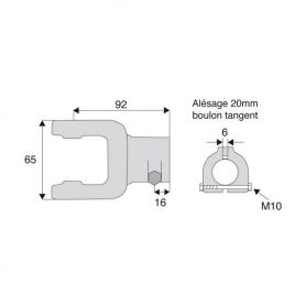 Machoire alésée avec dimensions croisillon 22x54