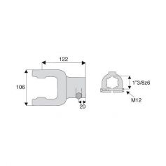 Machoire cannelée avec dimensions croisillon 30.2x92 Machoire cannelée avec dimensions croisillon 30.2x92