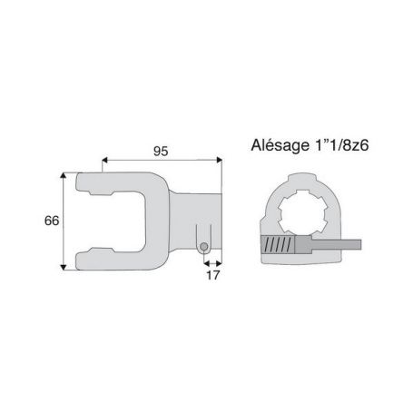 Machoire cannelée avec dimensions croisillon 22x54