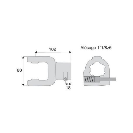 Machoire cannelée avec dimensions croisillon 27x70 Machoire cannelée avec dimensions croisillon 27x70