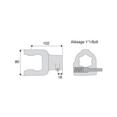 Machoire cannelée avec dimensions croisillon 27x70 Machoire cannelée avec dimensions croisillon 27x70