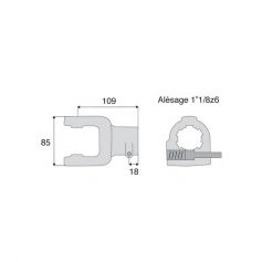 Machoire cannelée avec dimensions croisillon 27x74.6 Machoire cannelée avec dimensions croisillon 27x74.6